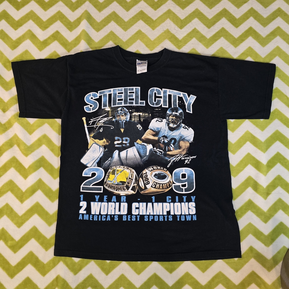 Gildan Black Pittsburgh Steel City Kids Tee Size Youth XL